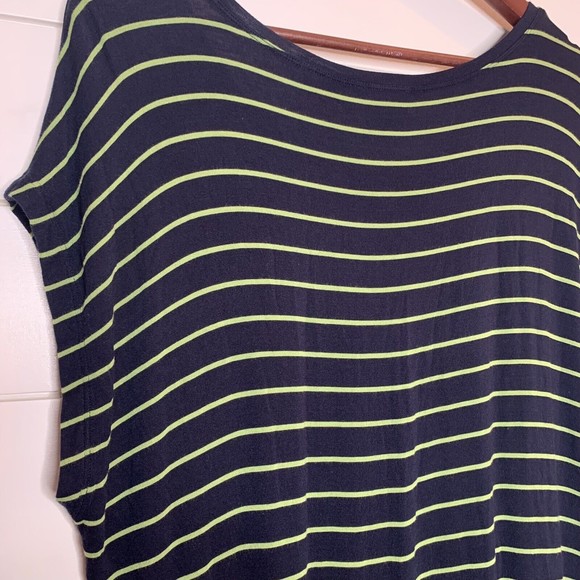 Cabi Medium Tunic Top Island Stripe Ibiza Tee Jersey Knit Hi-Low Blue Green 5333 - Picture 9 of 10